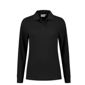 Santino Matt Dames Polo-shirt lange mouwen zwart