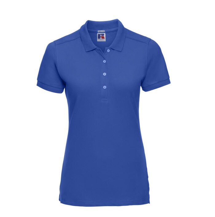 russell stretch dames fit polo shirt 205g m2 blauw