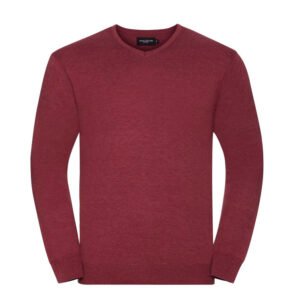 russell high pullover met v hals wijnrood