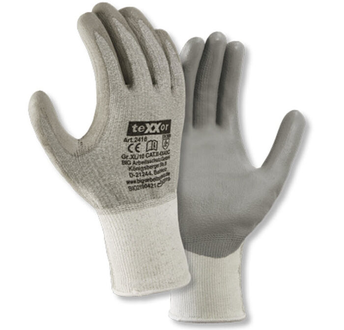 texxor snijbestendige gebreide handschoenen pu coating (2418)