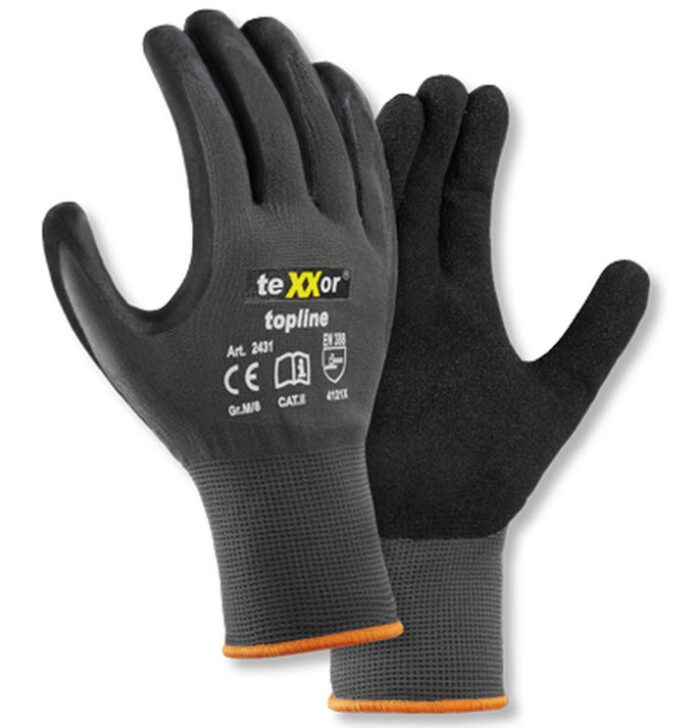 texxor topline gebreide handschoenen nylon/nitrile coated (2431)